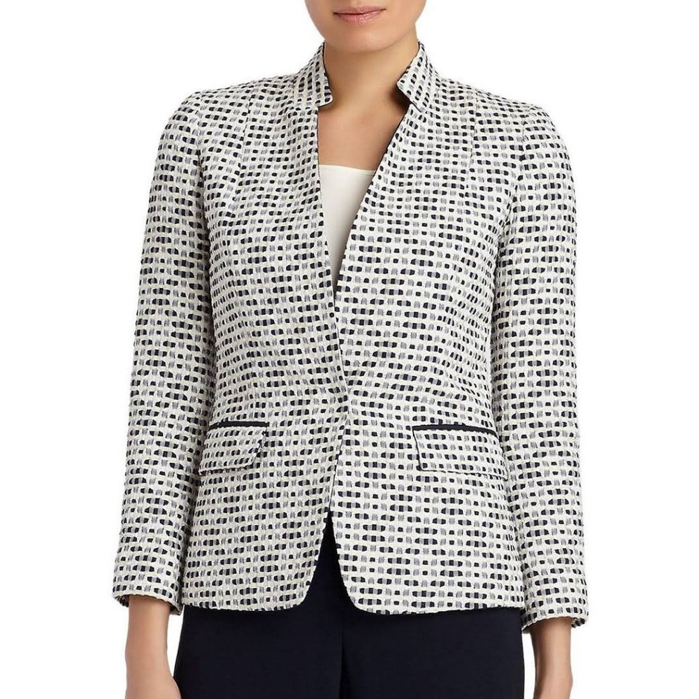Lafayette 148 Inverted Collar Textured Blazer Jacket Office Work Business Casual - Picture 1 of 10